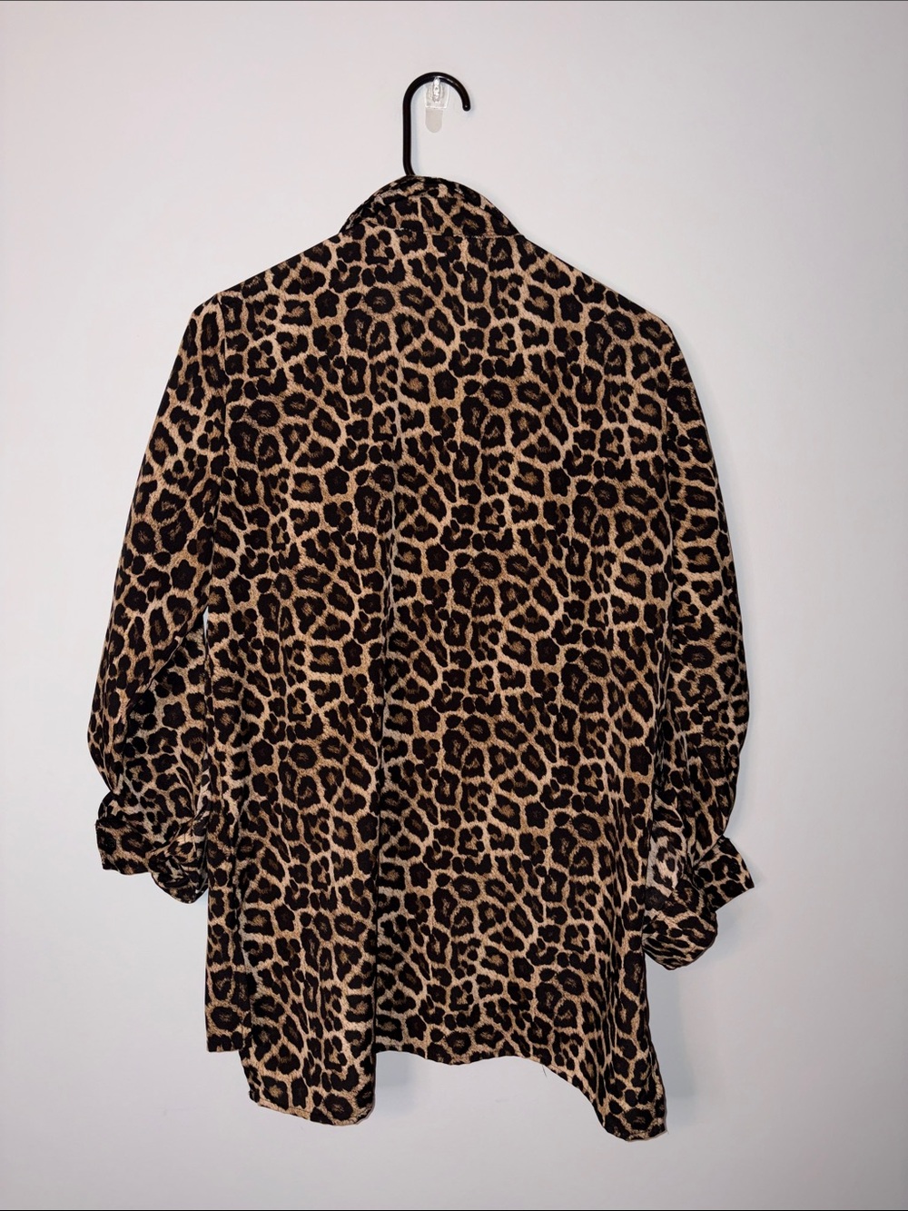 Michael Kors Leopard Print Zip-Front Shirt - Brown/Black M - Picture 6 of 6